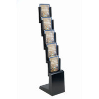 1 x RAW Customer Returns DISPLAY SALES Folding brochure stand BLACK 5 x DIN A4, black sheet steel floor brochure stand portrait format folding brochure stand black, A4 incl. carrying bag - RRP €174.52