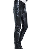 1 x RAW Customer Returns Idopy Men s Slim Fit Soft PU Faux Leather Biker Trousers Traditional Leather Trousers Leather Trousers, 34W, Black - RRP €36.28