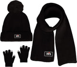 5 x Brand New Children s Bobbie Hat Scarf and Touchscreen Gloves Set, Premium Core Spinning Yarn Knitting Wool Winter Thermal Accessories Set 3 in 1 for Boys and Girls 2-10 Years Black  - RRP €138.0