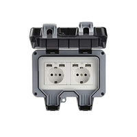 1 x RAW Customer Returns Outdoor socket with USB ports IP66 weatherproof for damp rooms and outdoor areas double plug  - RRP €24.78