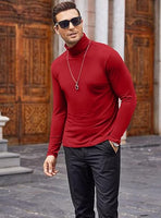 1 x RAW Customer Returns Maavoki Men s Long-Sleeved Shirts Turtleneck Regular Fit Turtleneck Pullover Basic Stretchy Casual Tops Sweatshirt Red XL - RRP €28.99