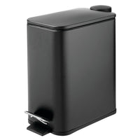 1 x RAW Customer Returns mDesign rectangular pedal waste bin - 5 liter stainless steel waste bin with pedal, lid and plastic insert - elegant cosmetic bin or waste paper basket for bathroom, kitchen and office - black - RRP €31.22