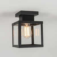 1 x RAW Customer Returns Qazqa - Modern Industrial I Vintage I Outdoor ceiling light I Ceiling lamp I Lamp I Black 1-bulb light - Rotterdam I Outdoor lighting - Stainless steel square - LED suitable E27 - RRP €39.28