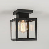 1 x RAW Customer Returns Qazqa - Modern Industrial I Vintage I Outdoor Ceiling Light I Ceiling Lamp I Lamp I Black 1-bulb Light - Rotterdam I Outdoor Lighting - Stainless Steel Square - LED suitable E27 - RRP €45.32