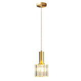 1 x RAW Customer Returns S-Cevada Sparkling Crystal Pendant Light with Gold Stainless Steel Frame E27 Lamp Holder Mini Hanging Lamp Ceiling Light for Dining Room Bedroom Kitchen Gold, 1-Light  - RRP €49.99