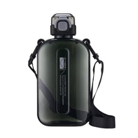 1 x RAW Customer Returns 750ml Flat Drinking Bottles, Outdoor Sports Water Bottle with One-Click Opening Leak-Proof Cap, Travel Bottle with Time Marking and Carrying Strap for Sports, Travel and Fitness Black  - RRP €14.99