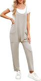 3 x Brand New Byoauo Women Jumpsuit Long Pants Rompers with Pockets Sleeveless Strap Piece Romper Gray-XXL - RRP €90.72