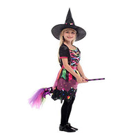 2 x Brand New JOYFEJRE Children s Costume Witch Dress Girls Witch Costume Halloween Carnival Colorful Witch Princess Dress with Witch Hat 130-140cm  - RRP €40.32