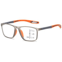 1 x RAW Customer Returns KOOSUFA Progressive Multifocus Anti-Blue Light Reading Glasses Men Women Ultralight TR90 Frame Spring Hinge Computer Glasses Progressive Work Reading Aid Gray Orange, 1.5 - RRP €25.2