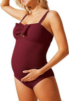 1 x RAW Customer Returns Maacie Maternity Bikini Maternity Swimsuit Swimming Photography Travel Red Wine XL - RRP €35.23