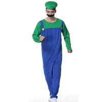 3 x Brand New Adult Men s Cosplay Super Bros Costume Green, Party Fancy Jumpsuit Overall Fancy Dress Costume Set with Mustache Cap Gloves for Halloween Christmas S - RRP €57.6