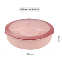 1 x RAW Customer Returns Bugucat Snack plate with 5 compartments, snack bowl with transparent lid, plastic snack box, fruit plate made of plastic, reusable, durable for nuts, desserts blue, pink, green  - RRP €20.16