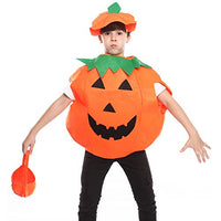 1 x Brand New YKKJ Pumpkin Costume,Kids Halloween Pumpkin Costume Children Party Clothes Cosplay Halloween Pumpkin Costume with Beanie Hat and Candy Bags,Orange,M - RRP €19.2