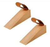 1 x Brand New Wooden door stopper, 2 door stops, non-slip door stoppers, floor door stopper, With leather handle, wooden floor door stopper, Used for bathroom, balcony door, child s room, terrace door - RRP €22.8