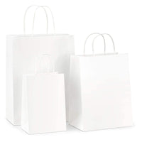 1 x RAW Customer Returns 30 Pieces White Paper Bags with Handles, HRUISE Large Medium Small Gift Bags Set, 130GSM kraft paper bags, good for shopping bags, party bags, gift bags, wedding bags - 10 pieces per size - RRP €18.14