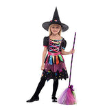 2 x Brand New JOYFEJRE Children s Costume Witch Dress Girls Witch Costume Halloween Carnival Colorful Witch Princess Dress with Witch Hat 130-140cm  - RRP €40.32