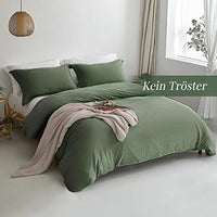 1 x Brand New MILDLY bed linen 135x200 olive green 4 pieces, 100 microfiber plain bed linen set with 2 pillowcases 80x80 cm, OekoTex certified suitable for allergy sufferers, bed linen with zipper - RRP €30.56