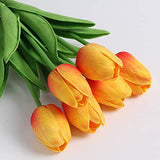 2 x Brand New huaao 24pcs Artificial Tulips Real Touch Latex Fake Tulips Flowers Bouquets Floral Arrangement for Home Room Wedding Bouquet Party Centerpiece Decor Orange - RRP €47.44