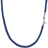 1 x RAW Customer Returns Viwind genuine leather necklace 2.5mm 3mm wide braided leather chain leather cord 45-60cm selectable 925 sterling silver clasp women men for DIY pendant jewelry with gift box blue round, 50.00  - RRP €18.14