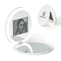 1 x RAW Customer Returns FENCHILIN Compact Mirror with UV Camera for Sunscreen Testing, Portable Travel Mirror for UV Testing, Illuminated Makeup Mirror, 2X Magnification - RRP €70.28