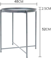 1 x RAW Customer Returns TAIHOM ELECTRIC Side Table Round Metal, Metal Side Table, Outdoor Side Table with Removable Tray with Removable Tray for Coffee Table, Living Room, Bedroom, Balcony and Office - RRP €23.84