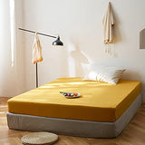 1 x RAW Customer Returns Lanqinglv fitted sheet bed sheet 90x200 cm up to 25-30 cm slat height box spring bed topper 110g m microfiber soft jersey box spring bed fitted sheet, yellow mustard yellow - RRP €17.12