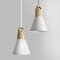 1 x RAW Customer Returns ouglres hanging lamp white vintage, 2 pieces Nordic pendant light height adjustable, modern hanging light made of wood metal lampshade, E27 pendant lamp for kitchen, dining room, bedroom, restaurant, bar - RRP €49.99