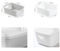 1 x RAW Customer Returns Bgfuni set of 4 storage boxes, organizer box with handles original design , small white plastic box for household, practical storage basket storage box for the bathroom, 20 x 14 x 7.5 cm white  - RRP €15.04