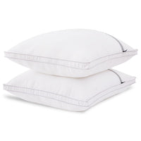 1 x RAW Customer Returns BedStory pillow 80x80, set of 2 washable pillows made of 1500g microfiber, hotel quality pillow with flannel stripe trim, suitable for side sleepers, back sleepers and stomach sleepers, white - RRP €43.24