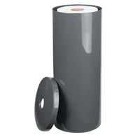 1 x RAW Customer Returns mDesign standing toilet paper holder - elegant toilet paper holder with lid for up to 3 rolls - toilet roll holder made of black plastic - ideal for small rooms - RRP €24.5