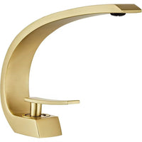 1 x RAW Customer Returns Bathroom Faucet Brushed Gold 1 Hole Single Handle Basin Faucet Vanity Sink Mixer Tap Easy Installation for Bathroom Decoration - RRP €55.44