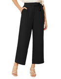 2 x RAW Customer Returns GRACE KARIN Black Pants Women Elegant High Waist Elastic Wide Leg Formal Casual Trousers with Zipper L - RRP €86.72