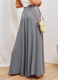 1 x RAW Customer Returns Dokotoo Summer Pants Women Lightweight Palazzo Pants Elegant Summer High Waist Baggy Casual Pants Cotton Linen Wide Pants with Pockets Drawstring Elastic Plain Fabric Pants Gray M - RRP €37.3