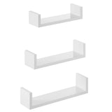 1 x RAW Customer Returns SONGMICS Wall Shelf, Set of 3, Floating Shelf, 30 35 40 cm, Wall Mounted Shelf, Load Up to 15 kg Each, for Living Room, Study, Bathroom, Kitchen, White LWS40WT, Wood - RRP €23.38