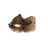 1 x RAW Customer Returns Qazqa - Industry I Vintage I Industrial spot rust brown with wood tiltable - Gina I living room I bedroom - round steel - LED suitable GU10 - RRP €36.25