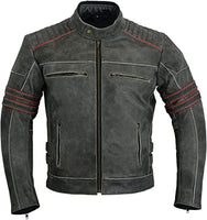 1 x RAW Customer Returns Men s Distressed Leather Motorcycle Jacket, MBJ-03A, Black, L - RRP €137.16