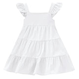 1 x RAW Customer Returns AGQT Kids Toddler Baby Girls Summer Dress Casual Ruffle Sleeve Casual Dress Princess Beach Party Dress White Size 1-2 Years - RRP €22.96