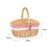 1 x RAW Customer Returns Gokelomg Wicker Picnic Basket in Country House with Lid and Liner for Picnics, Parties and Barbecue Evenings - RRP €33.05