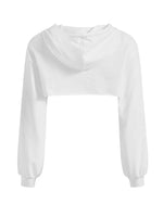 1 x RAW Customer Returns GORGLITTER Women s Crop Hoodie Pullover Very Short Sweatshirts Long Sleeve Jumper Round Collar Cut Outs Shirts with Hood White S - RRP €25.2