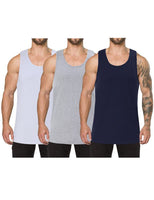 1 x RAW Customer Returns ThinkSTEM Men s 3 Pack Quick Dry Tank Tops Workout Fitness Bodybuilding Sleeveless Tank Tops, B-Navy Blue Grey White, M - RRP €24.0