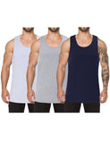 1 x RAW Customer Returns ThinkSTEM Men s 3 Pack Quick Dry Tank Tops Workout Fitness Bodybuilding Sleeveless Tank Tops, B-Navy Blue Grey White, M - RRP €24.0