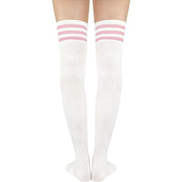 1 x RAW Customer Returns Zando Women s Over The Knee Socks, Sports Socks Thigh High Warm Long Socks for Girls, White Pink, One Size - RRP €24.0