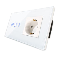 1 x RAW Customer Returns CNBINGO dimmer switch with Schuko socket flush-mounted - dimmer switch for LED lights - touch light switch simple in white - wall switch with glass frame and status LED - RRP €28.79