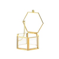 1 x RAW Customer Returns Feyarl ring box ring box glass jewelry boxes geometric storage rings earrings necklaces for living room wedding Mother s Day gift decorative box 8 x 7 x 4.5 cm gold  - RRP €16.99