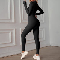 1 x RAW Customer Returns Litthing Women s One Piece Tracksuit Sports Long Sleeves Bodycon Jumpsuit Sexy Elegant Zipper Set for Yoga Gym Clothing Ribbed Sports Playsuit - RRP €33.99