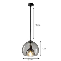 1 x RAW Customer Returns Vintage glass pendant lamp, kitchen chandelier, with 1 extra bulb, adjustable cable, 1xE27, max power 1x60 W, ceiling lampshade for bedroom, dining table, living room, 23 cm - RRP €53.02