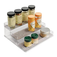 1 x RAW Customer Returns mDesign spice rack for kitchen cupboard practical storage option for keeping the kitchen tidy 3 levels, transparent metallic - RRP €21.41