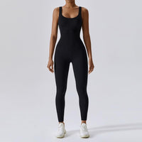 1 x RAW Customer Returns Litthing Jumpsuit Women One Piece Jumpsuit Women Sleeveless Sports Tight Full Bodysuit Push Up Romper Sexy U Neck Jumpsuit One Piece Elastic Gym Bodysuit Fitness Workout Yoga - RRP €28.99