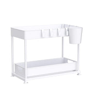 2 x Brand New CJCY Under Sink Organizer, 2 Layer Sliding Basket Manages Kitchen Bathroom Shelf, with Hook and Cup Holder White  - RRP €38.4