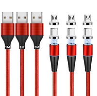 1 x RAW Customer Returns Magnetic charging cable 1m 1m 2m, 3 pieces USB C Type C Micro USB 2-in-1 magnet USB cable 3A fast charging and data synchronization LED charging cable compatible with all Android phones, smartphones, tablets - RRP €18.1